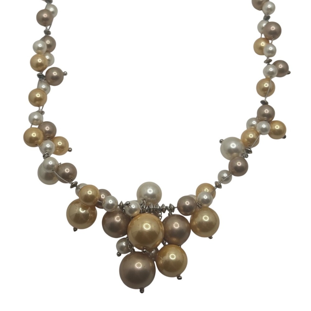 Masami Mother of Pearl Bead Necklace Sterling Silver Clasp